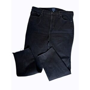 J. Crew Stovepipe Black Denim Jeans Raw Hem Women's Size 32